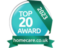 Top 20 award from homecare.co.uk in 2019